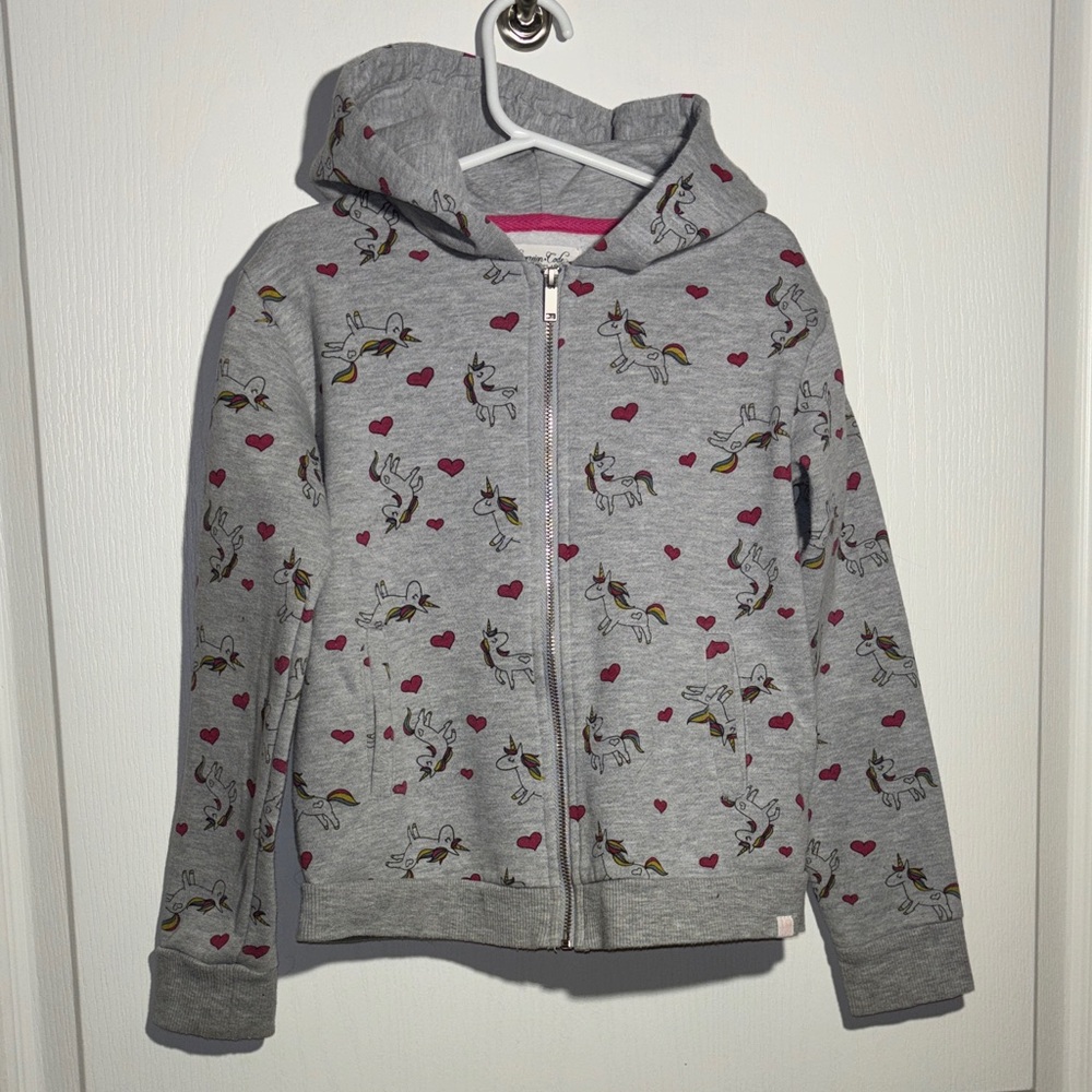 3/$30 Gray Unicorn Print Kids Hoodie